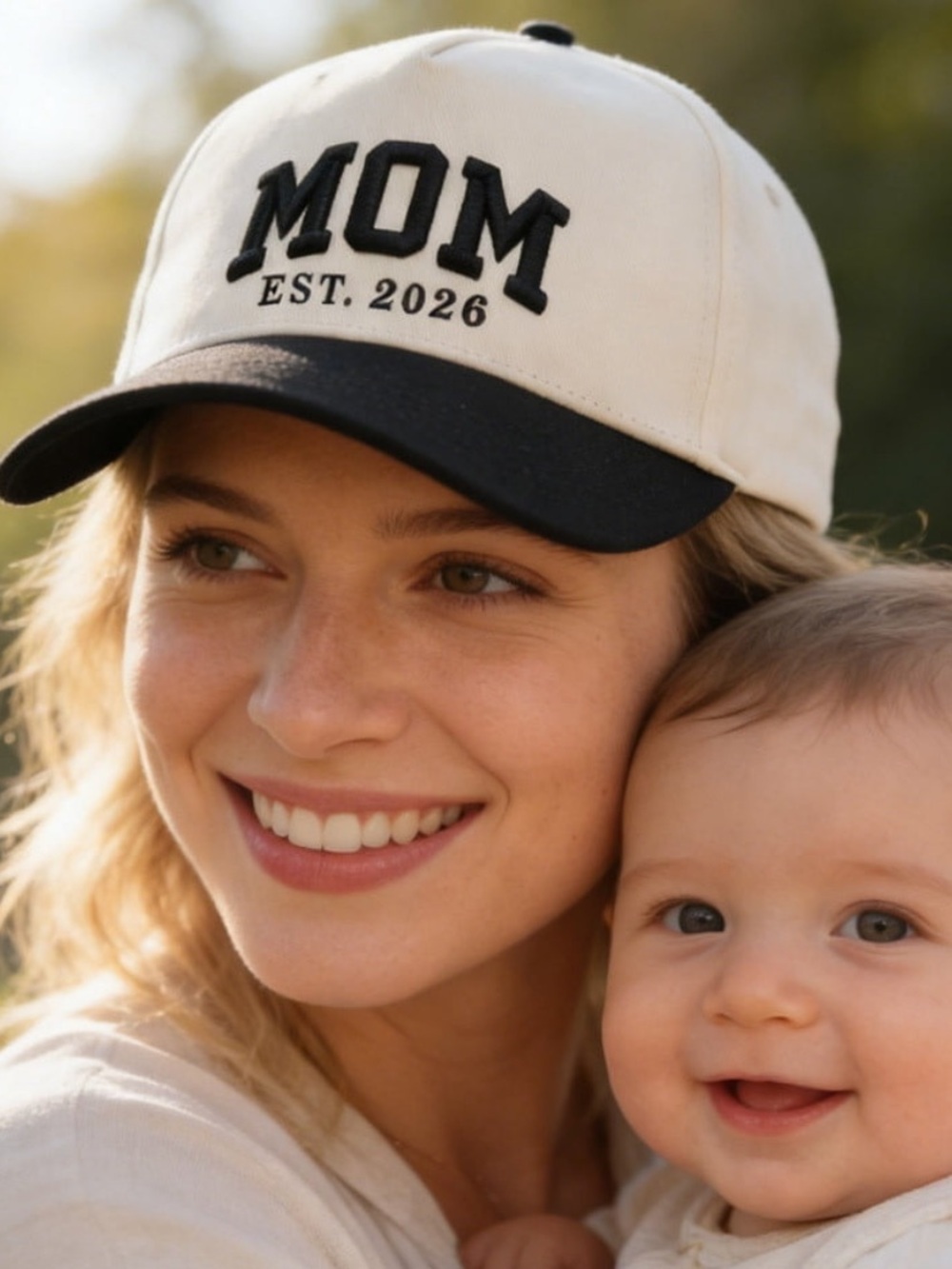 Mom Est. 2026 Embroidered Two-Tone Baseball Cap Hat NEW!